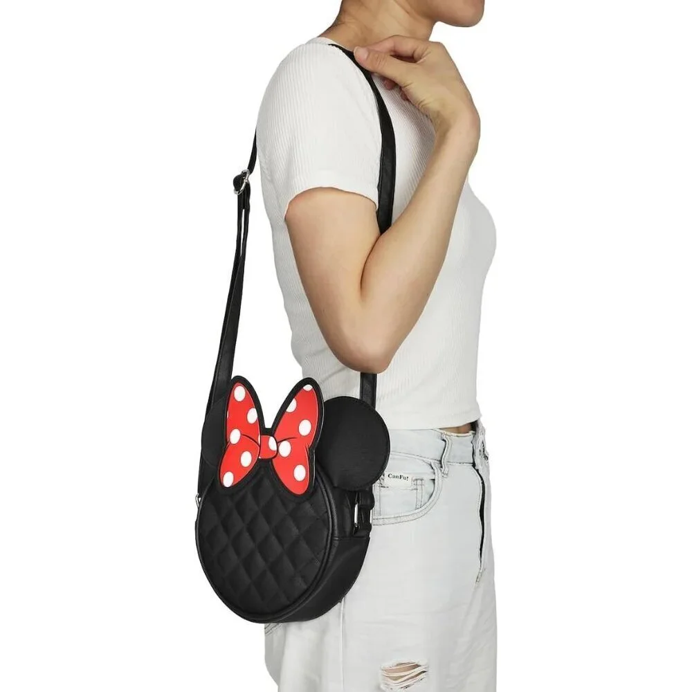 Minnie Mouse Ears Crossbody Bag Quilted PU Compact Disney Accessory